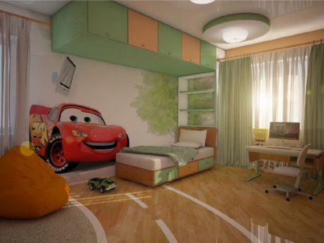 Functionality of the children's room for the boy